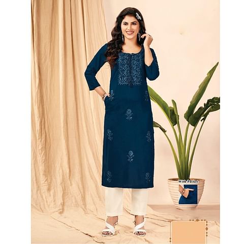 Authenzaa Women Kurti MGKT002 Blue 