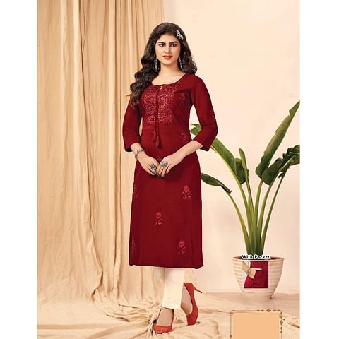 Authenzaa Women Kurti MGKT006 Maroon 