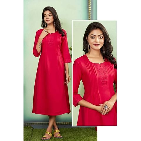Authenzaa Women Kurti AFKT012 Maroon 