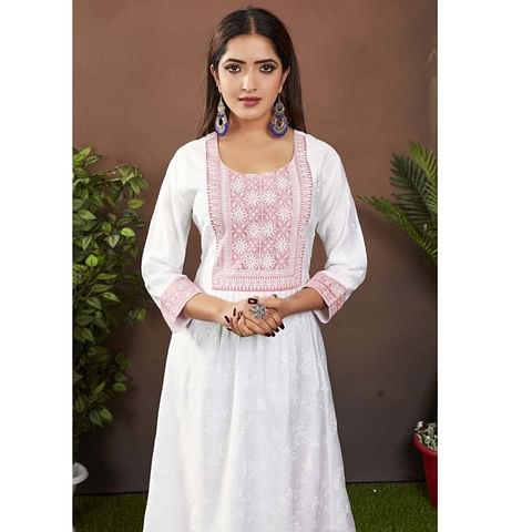Authenzaa Women Kurti AFKT017 White 
