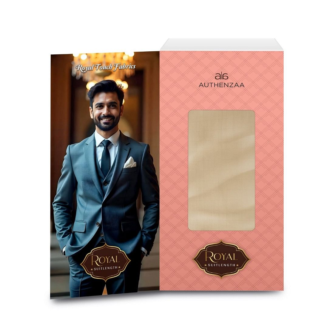 Authenzaa Men Royal Suit Length Fabric EXE003 Beige 