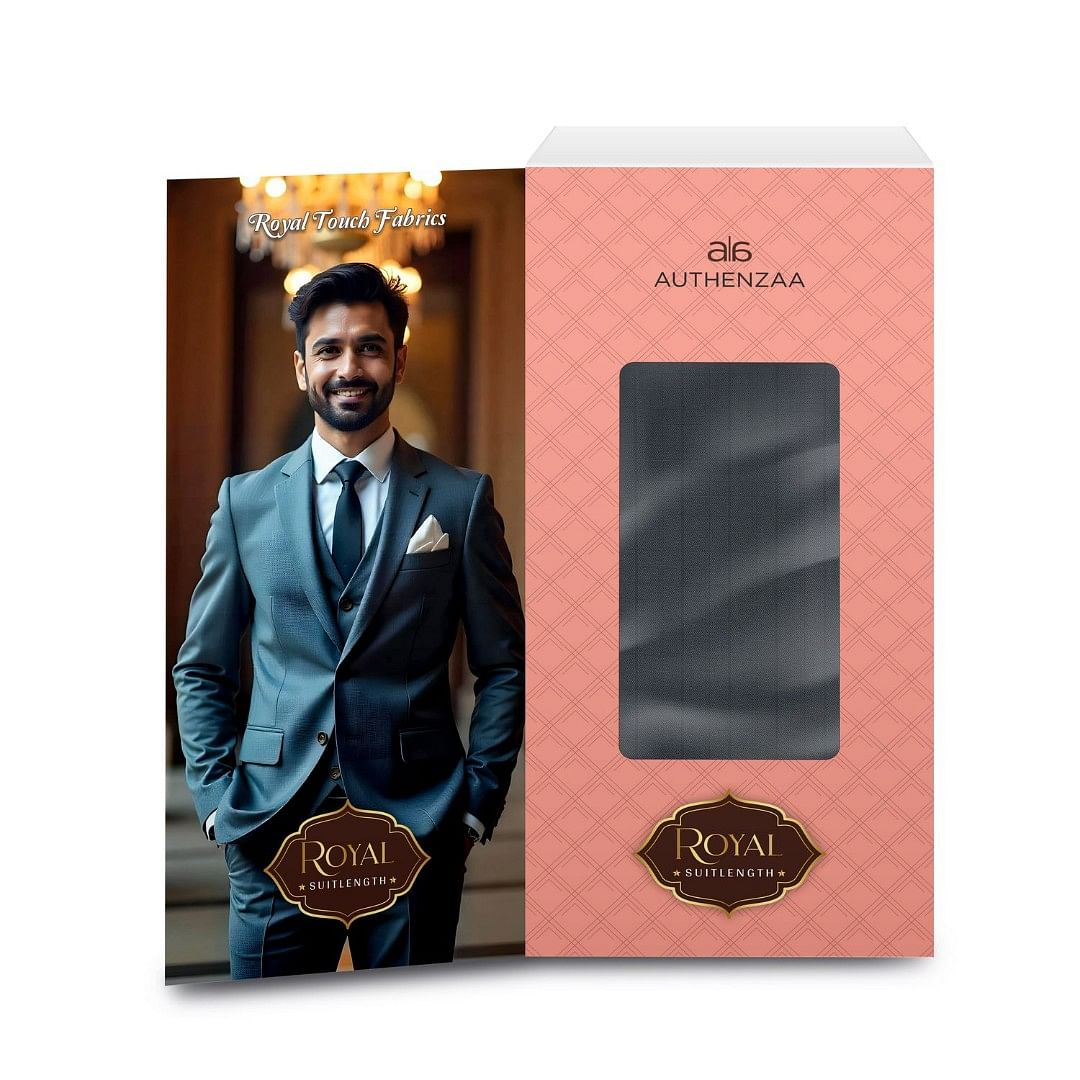 Authenzaa Men Royal Suit Length Fabric EXE003 Black  