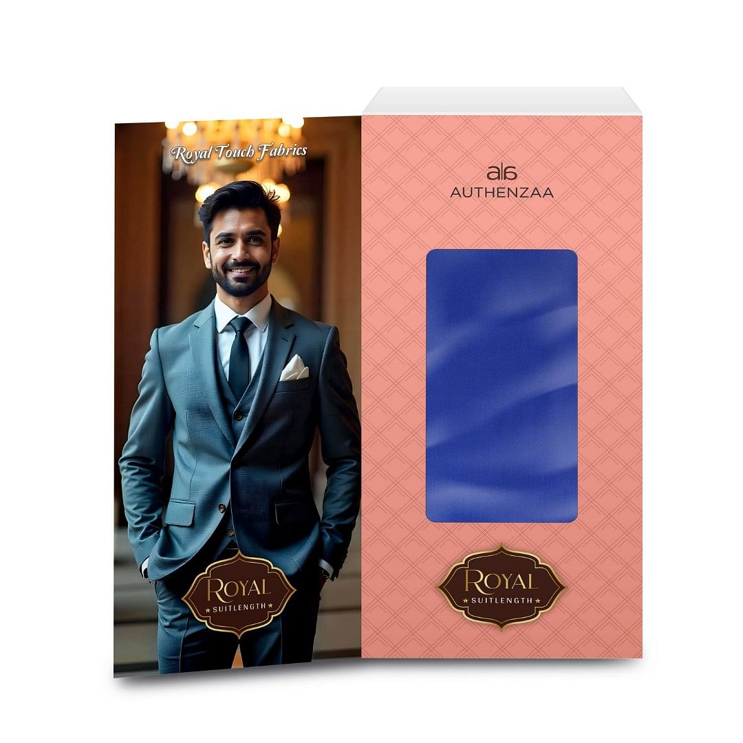 Authenzaa Men Royal Suit Length Fabric EXE003 Royal Blue 