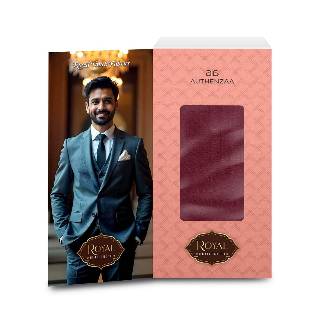 Authenzaa Men Royal Suit Length Fabric EXE003 Maroon