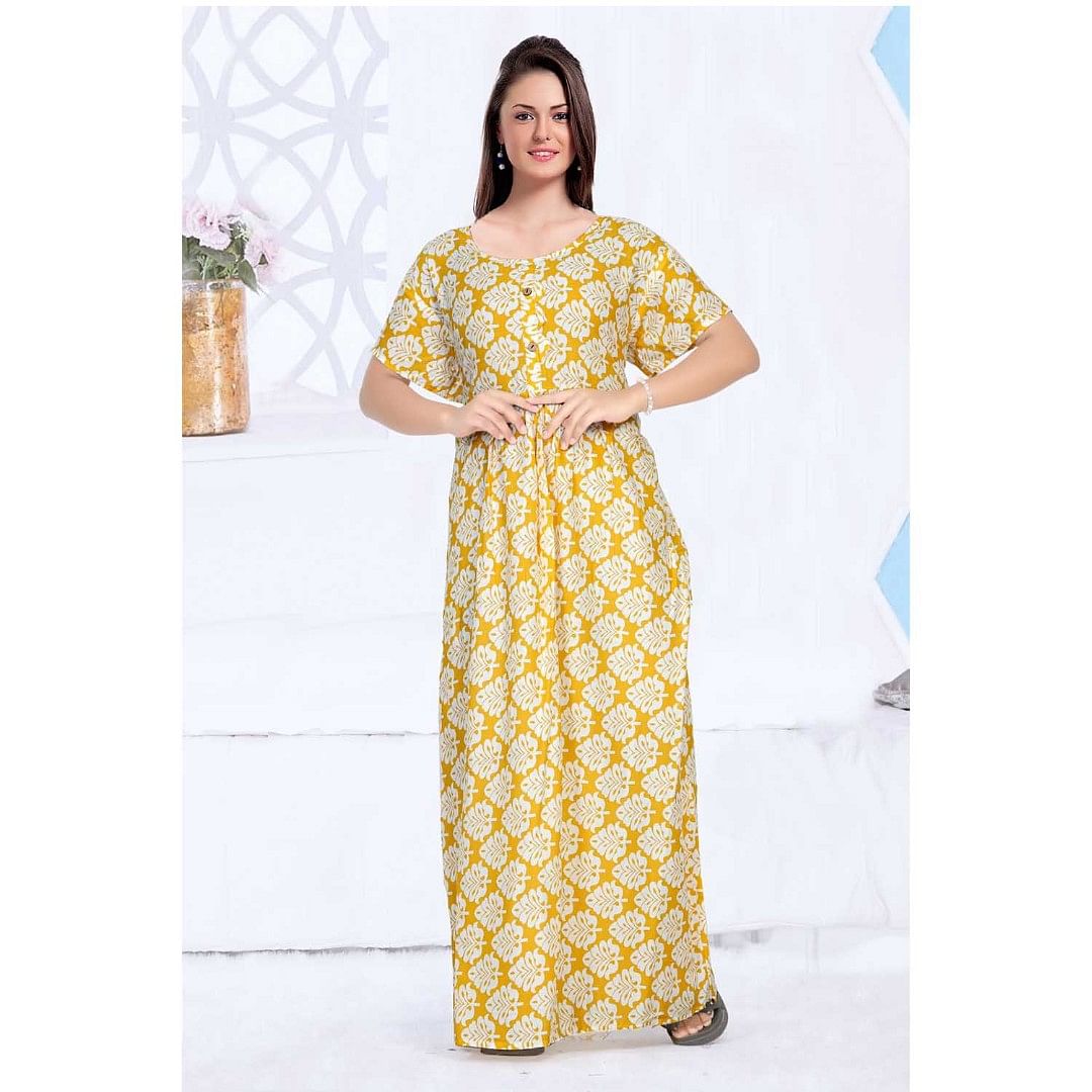 Authenzaa Women Nighty SMWN020 Yellow 