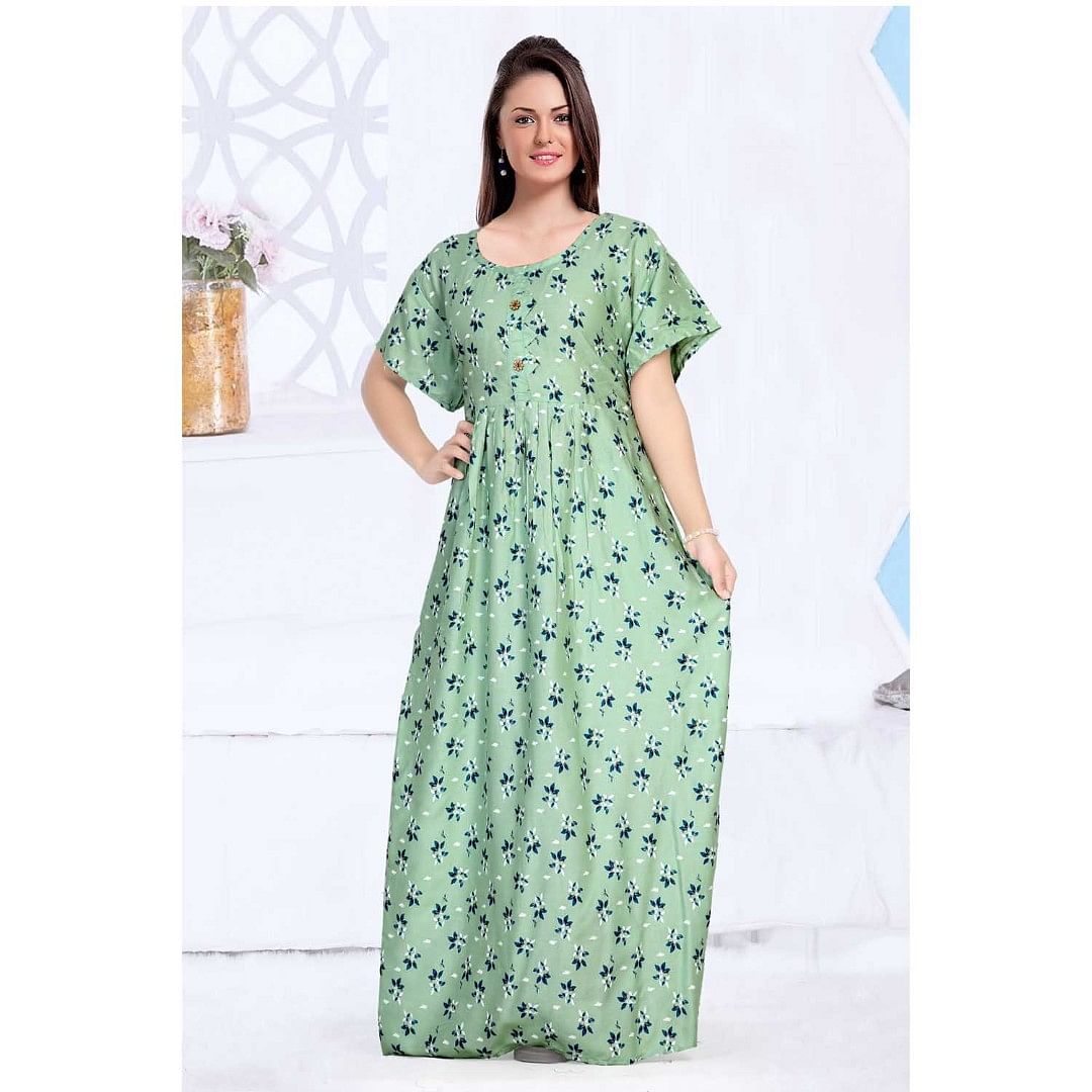 Authenzaa Women Nighty SMWN020 Light Green 