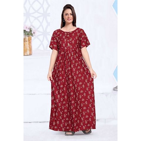 Authenzaa Women Nighty SMWN021 Maroon 