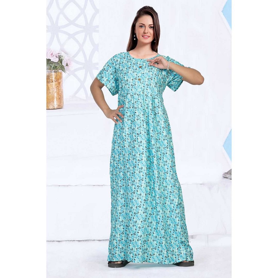 Authenzaa Women Nighty SMWN021 Sky Blue 