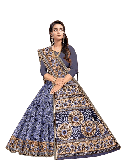 Authenzaa Women Cotton Saree JMDCS015 Blue 