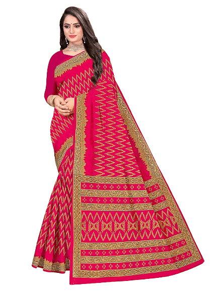 Authenzaa Women Cotton Saree JMDCS016 Bright Maroon 