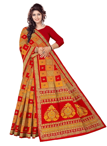 Authenzaa Women Cotton Saree JMDCS016 Honey 