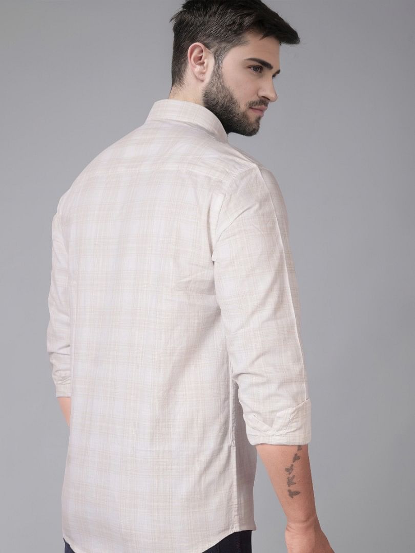 Authenzaa Men Casual Shirt SFCS021 White Checks 