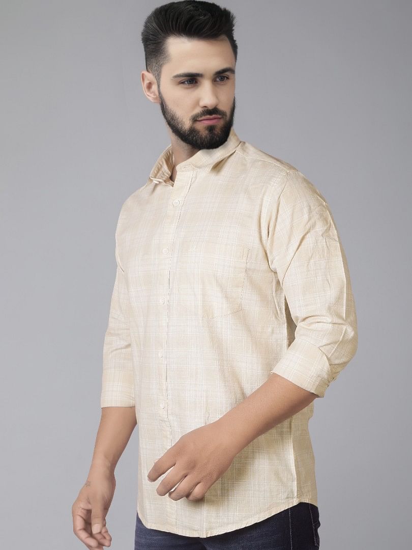 Authenzaa Men Casual Shirt SFCS021 Yellow Checks 