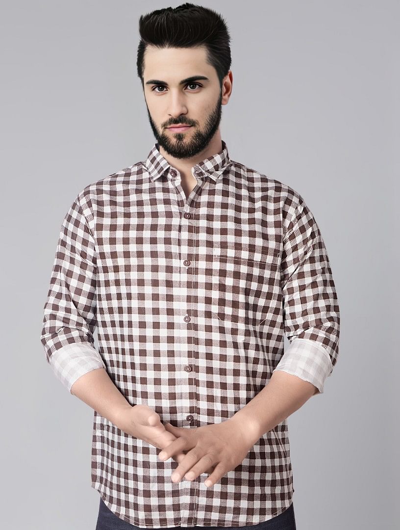 Authenzaa Men Casual Shirt SFCS017 Grey Checks 