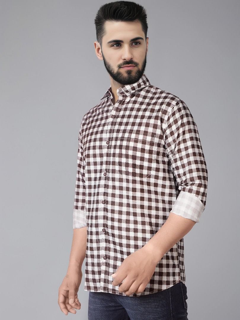 Authenzaa Men Casual Shirt SFCS017 Grey Checks 