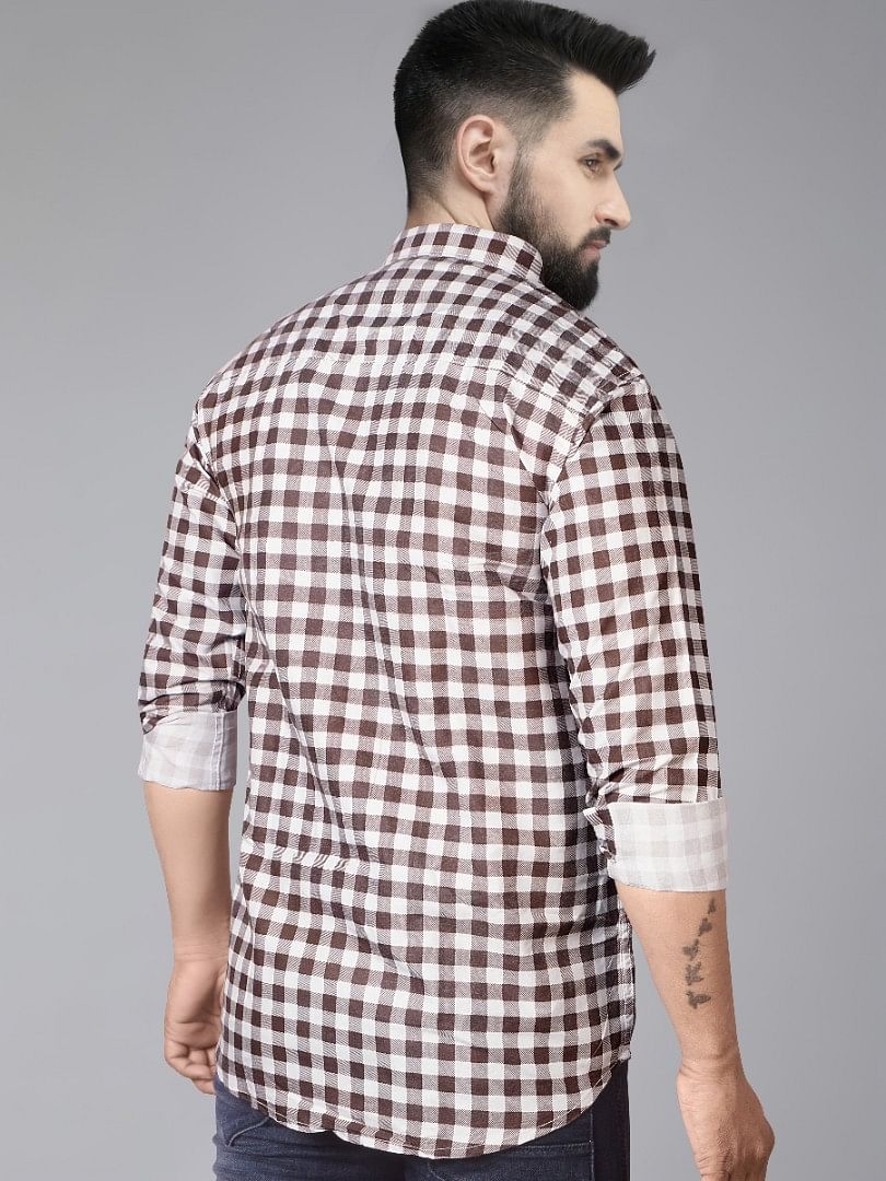 Authenzaa Men Casual Shirt SFCS017 Grey Checks 