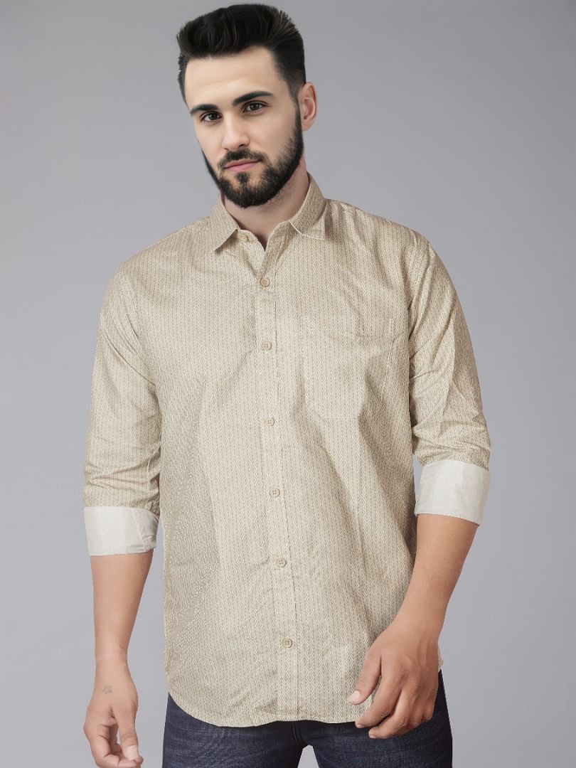 Authenzaa Men Casual Shirt SFCS018 Light Grey 