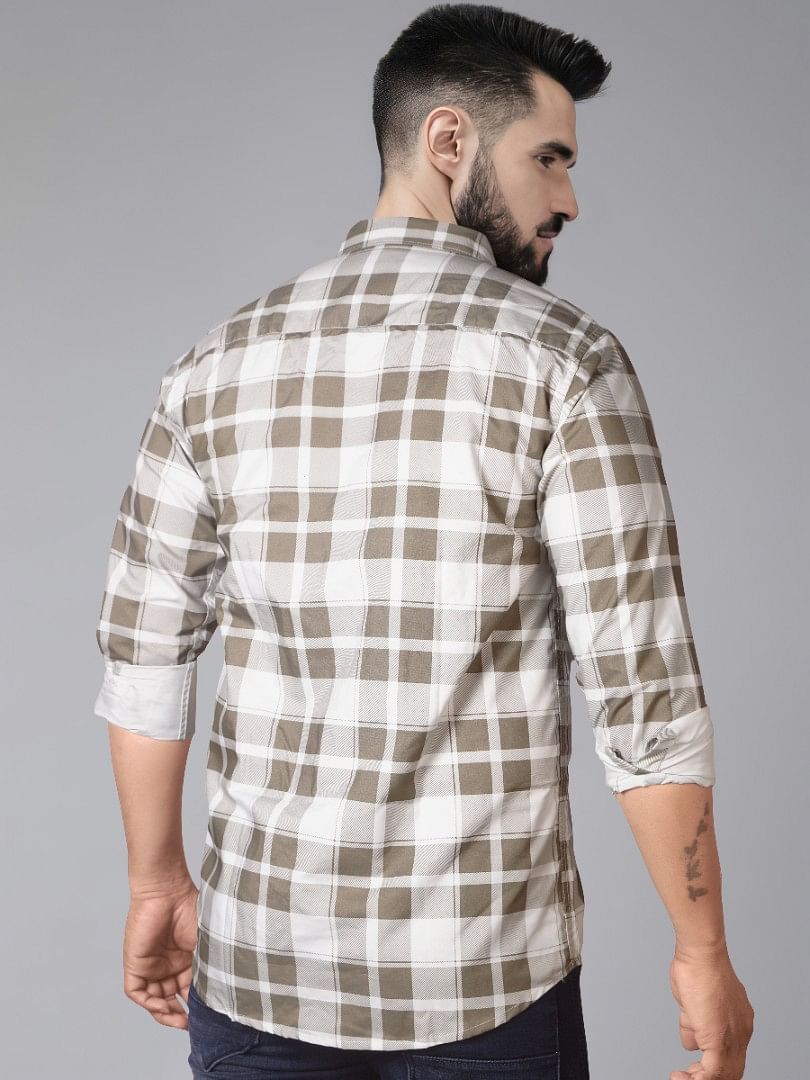 Authenzaa Men Casual Shirt SFCS019 Brown Checks 