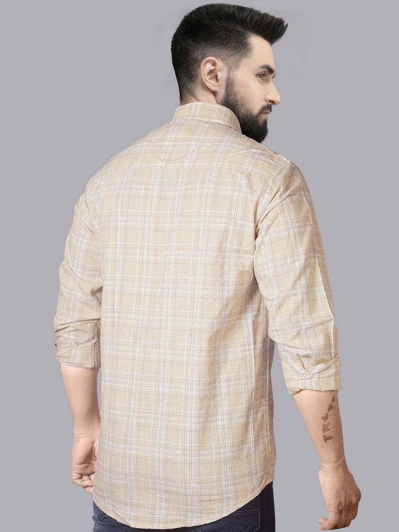 Authenzaa Men Casual Shirt SFCS020 Yellow Checks 