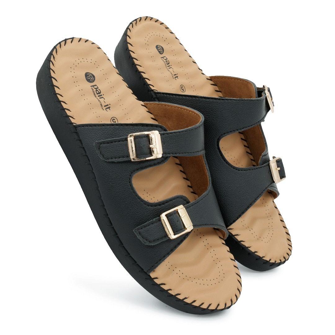 Pair-it Wmn-LZ-DR-Slipper-110 Black