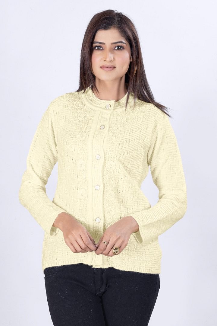 Authenzaa Women Cardigan WCMC009 Light Yellow 