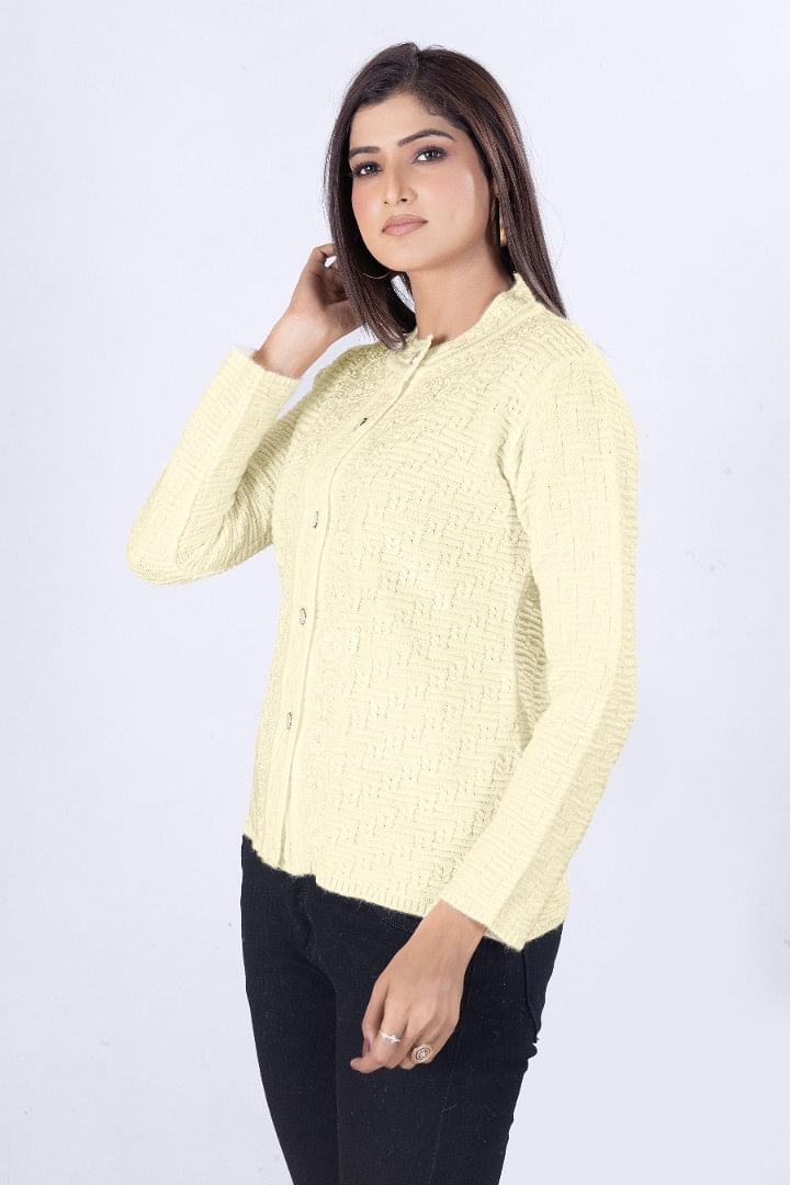 Authenzaa Women Cardigan WCMC009 Light Yellow 