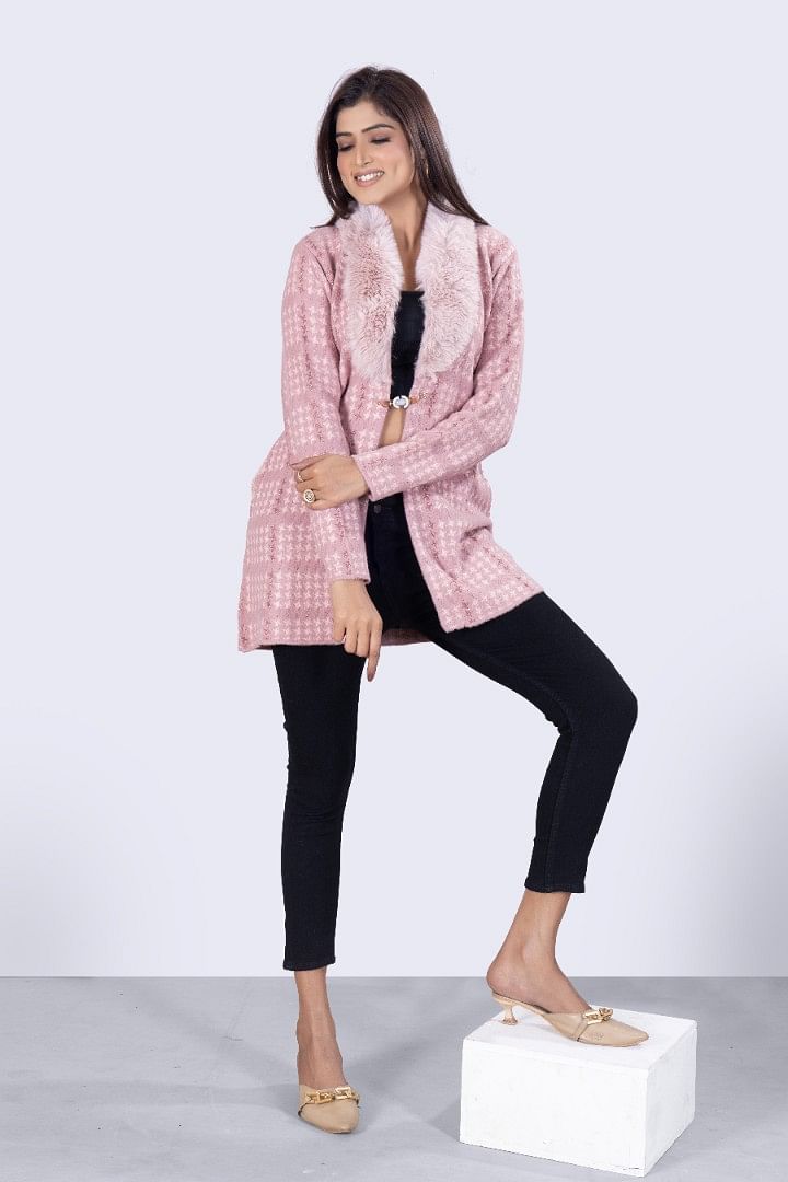 Authenzaa Women Cardigan WCMC010  Fuschia Pink