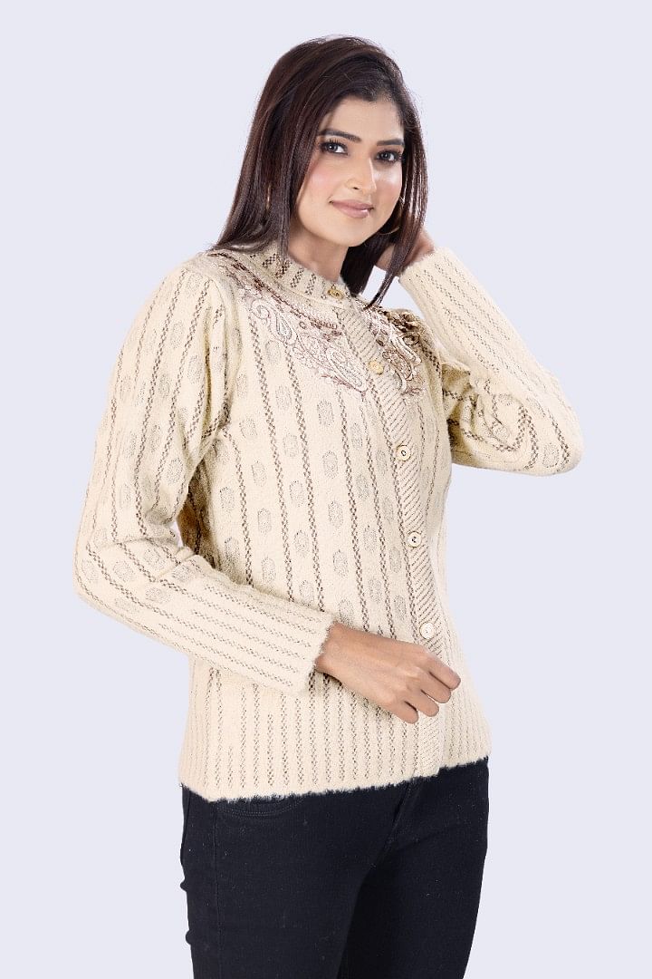 Authenzaa Women Cardigan WCMC031 Cream 