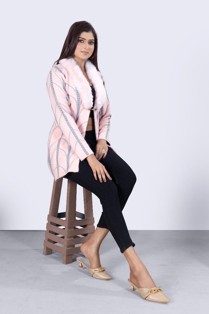 Authenzaa Women Cardigan WCMC014 Bright Pink 