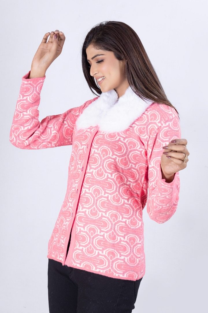 Authenzaa Women Cardigan WCMC015 Fuschia Pink 