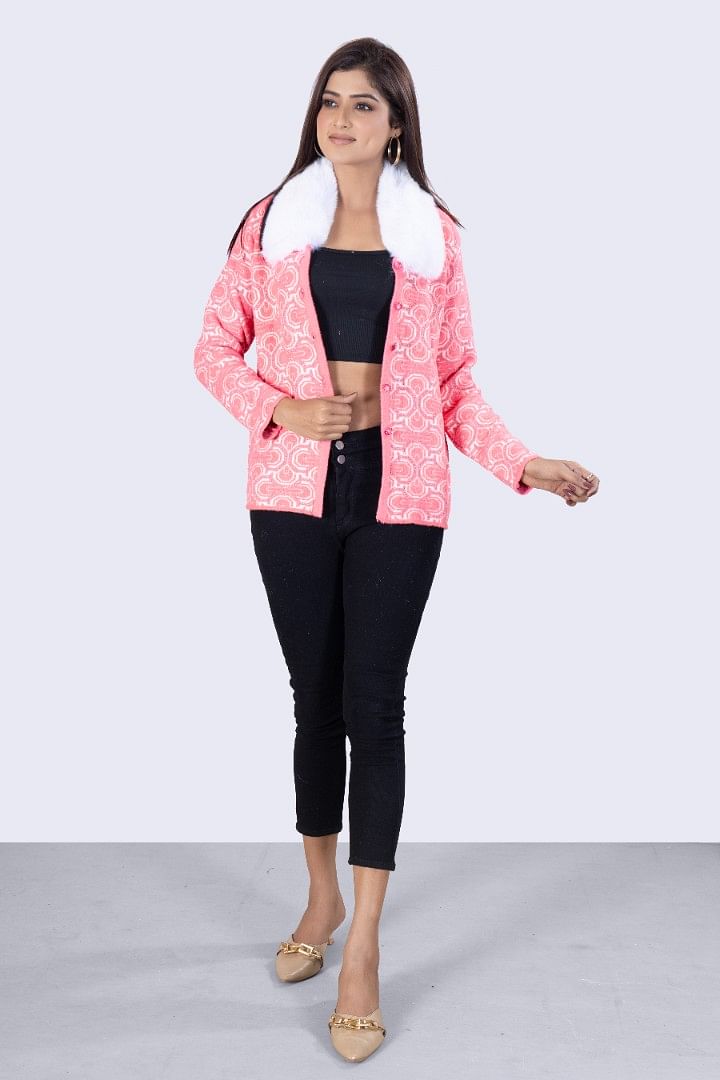 Authenzaa Women Cardigan WCMC015 Fuschia Pink 