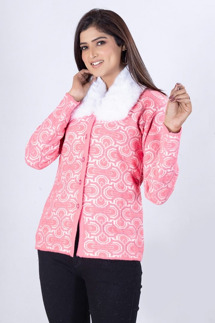 Authenzaa Women Cardigan WCMC015 Fuschia Pink 