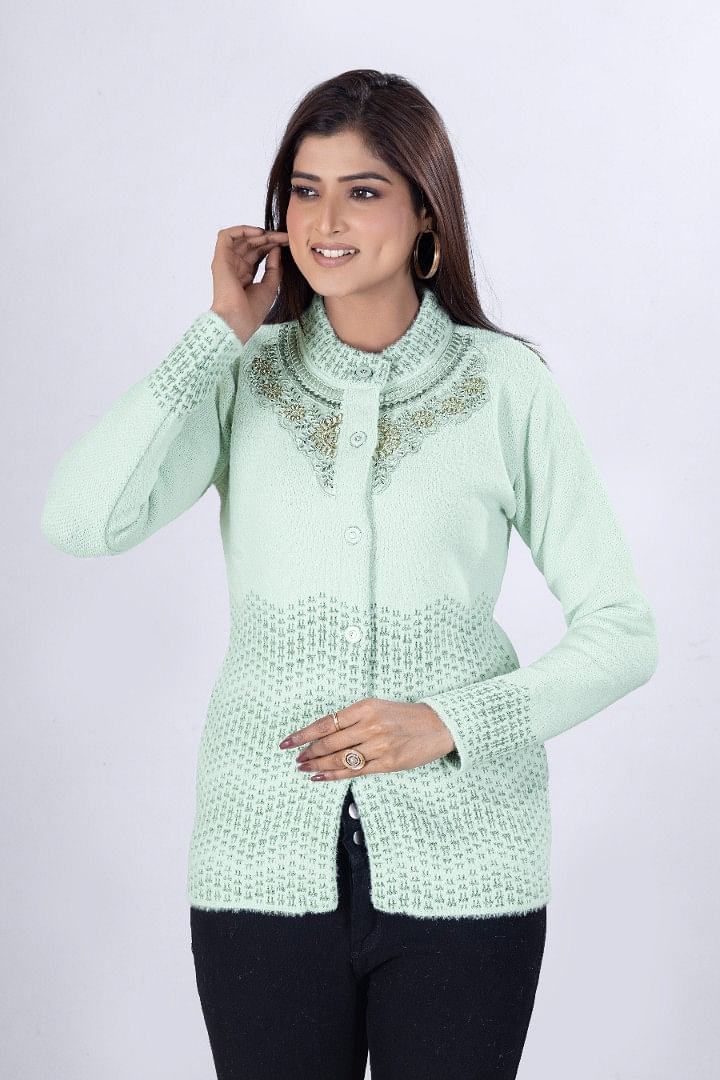 Authenzaa Women Cardigan WCMC027 Green 