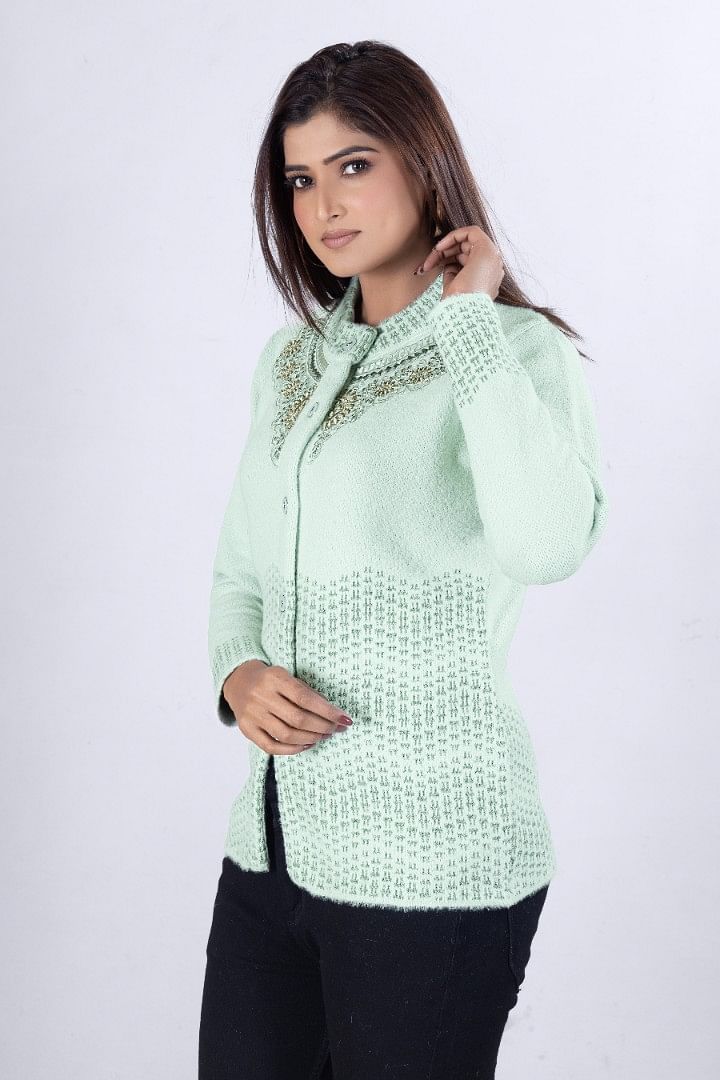 Authenzaa Women Cardigan WCMC027 Green 