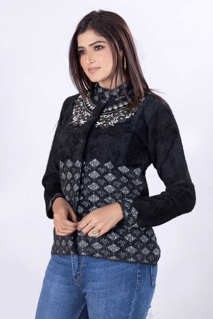 Authenzaa Women Cardigan WCMC030 Black 