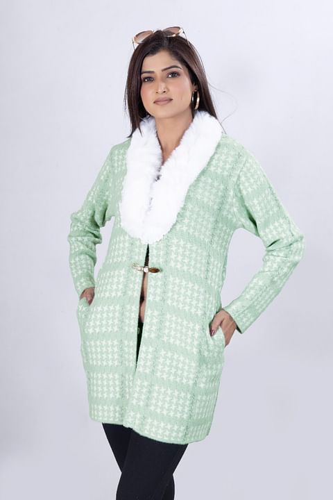 Authenzaa Women Cardigan WCMC010 Green 