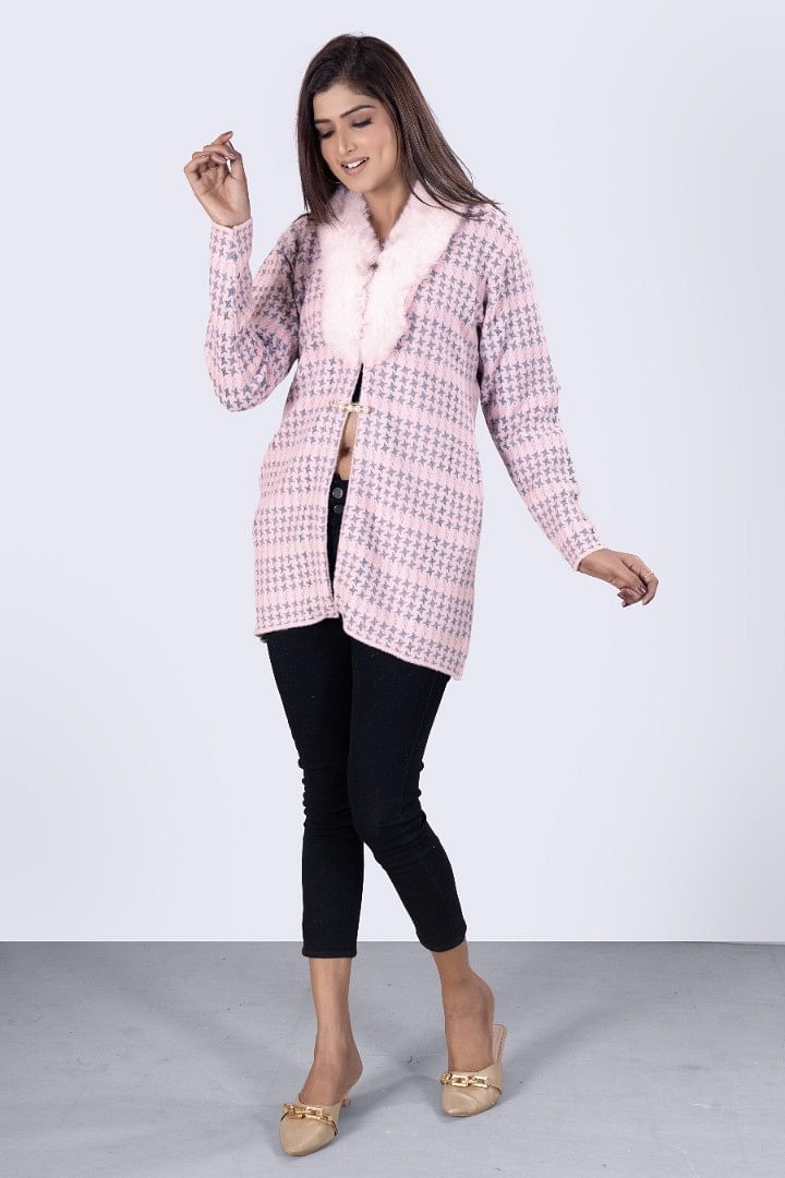 Authenzaa Women Cardigan WCMC010 Pink