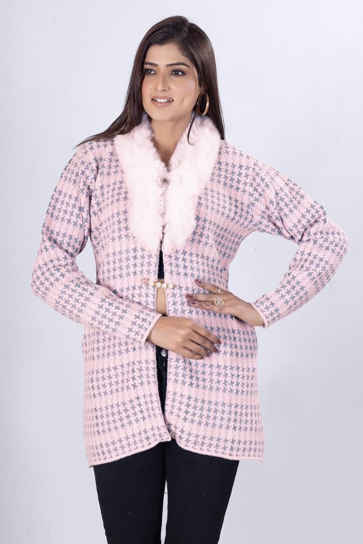 Authenzaa Women Cardigan WCMC010 Pink