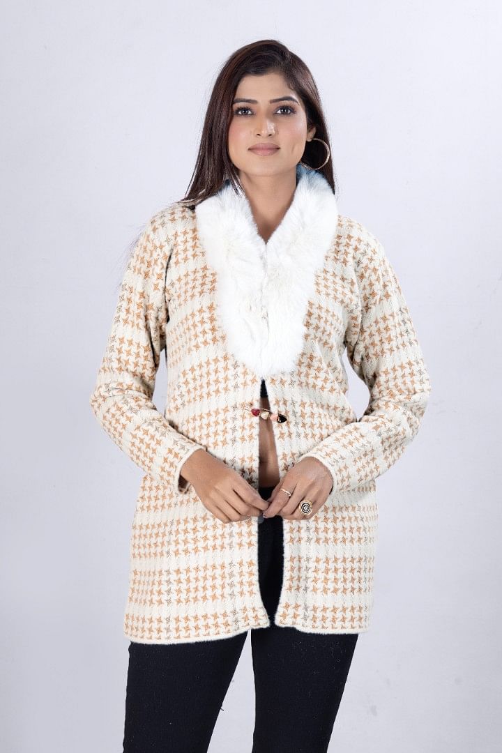 Authenzaa Women Cardigan WCMC010 Cream