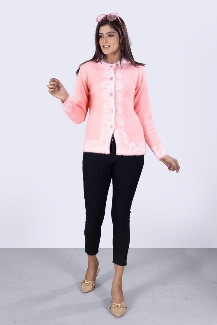 Authenzaa Women Cardigan WCMC012 Bright Pink 