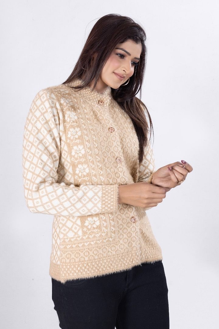 Authenzaa Women Cardigan WCMC026 Light Brown 