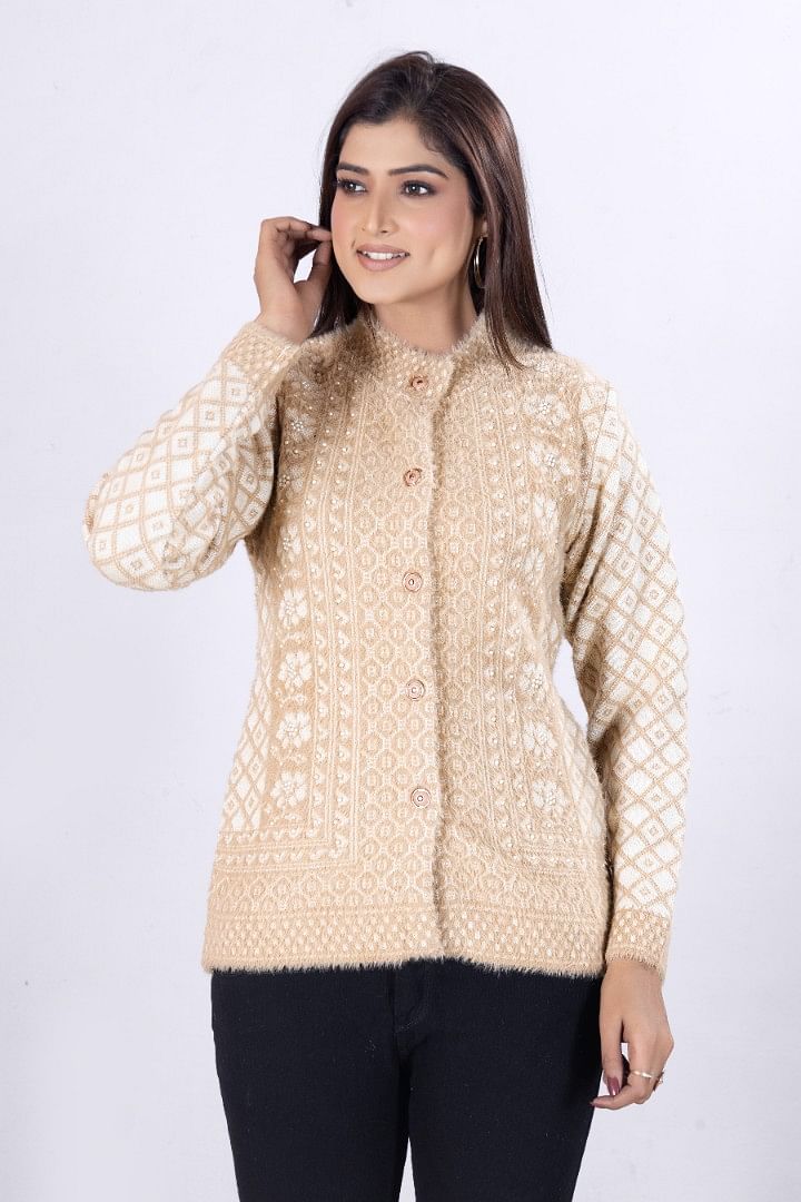 Authenzaa Women Cardigan WCMC026 Light Brown 