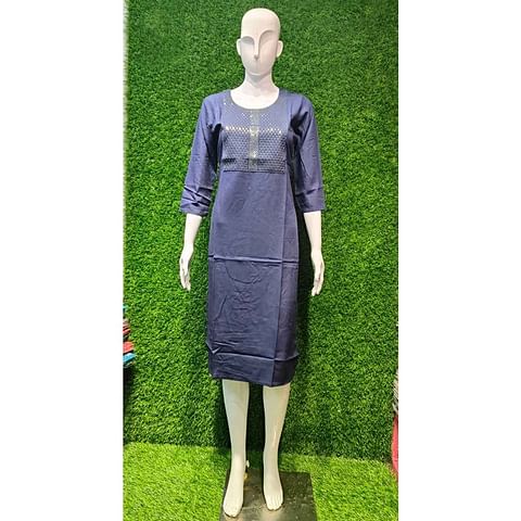 Authenzaa Women Kurti ATKT031 Navy Blue