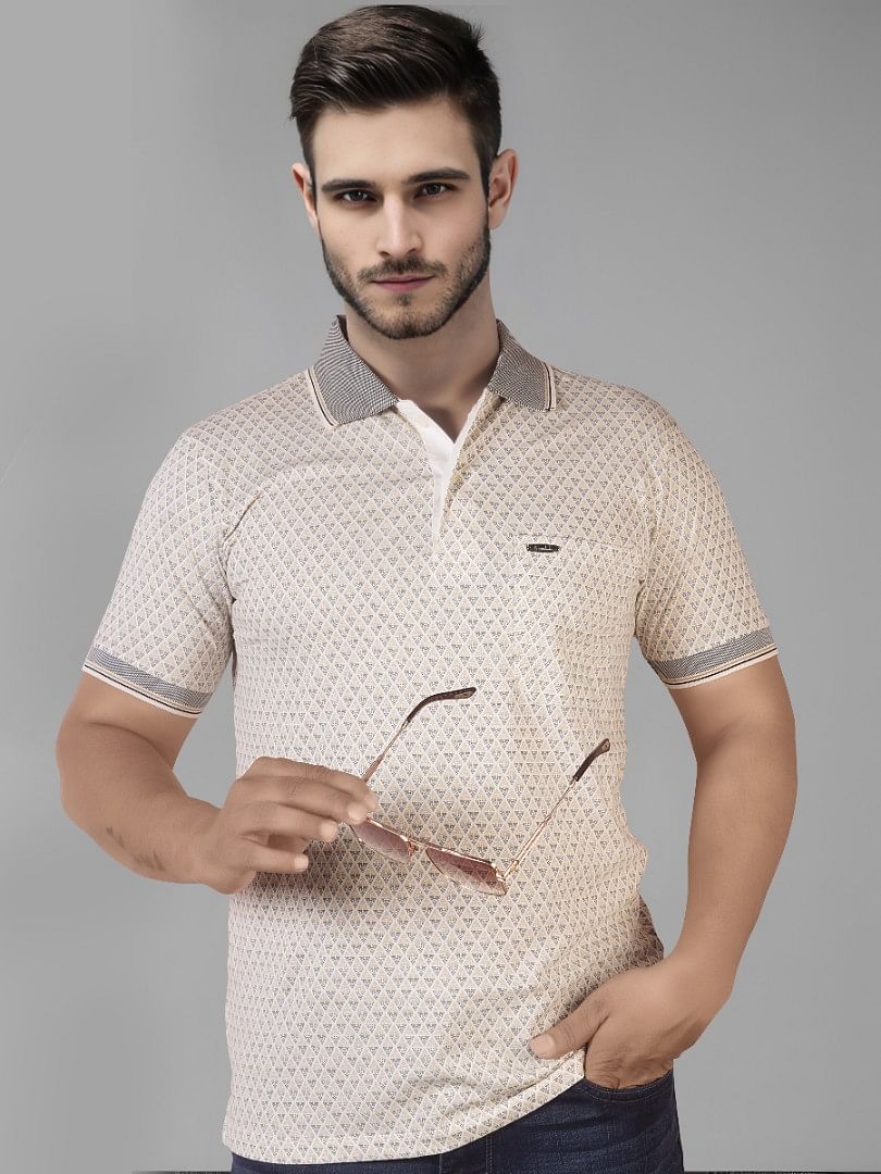 Authenzaa Men Polo T-shirt BKPT002 Beige