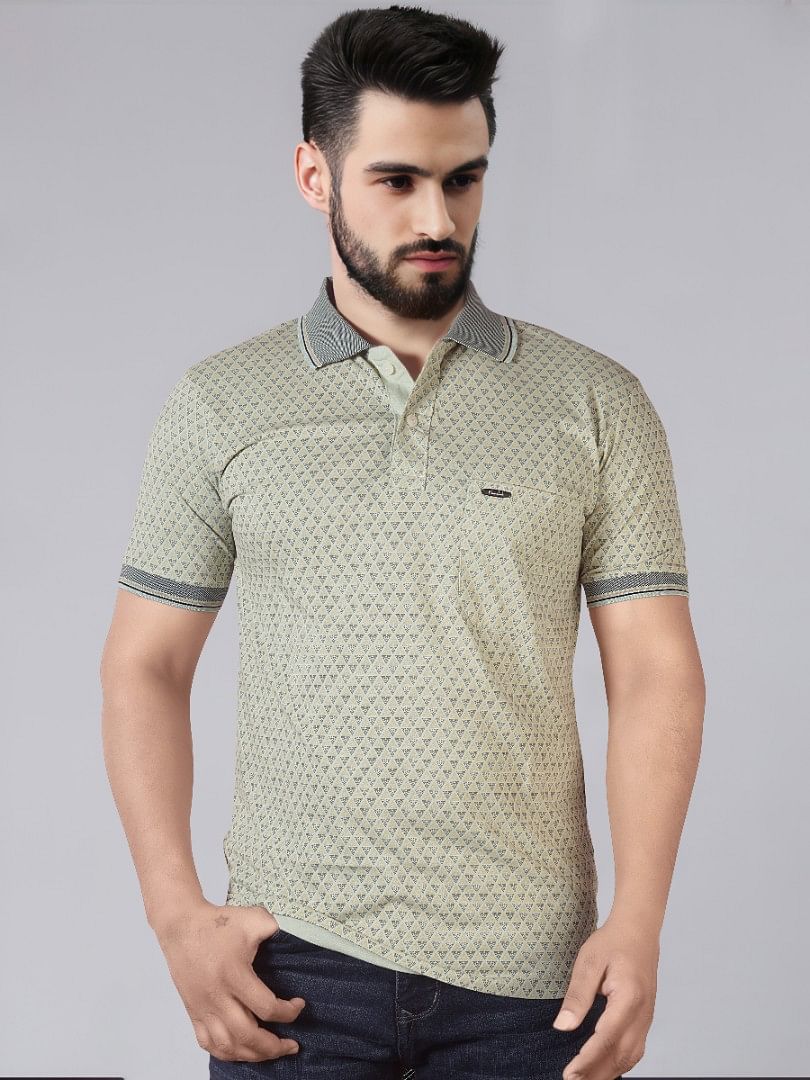 Authenzaa Men Polo T-shirt BKPT002 Light Green