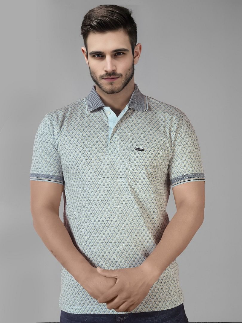Authenzaa Men Polo T-shirt BKPT002 Sea Blue
