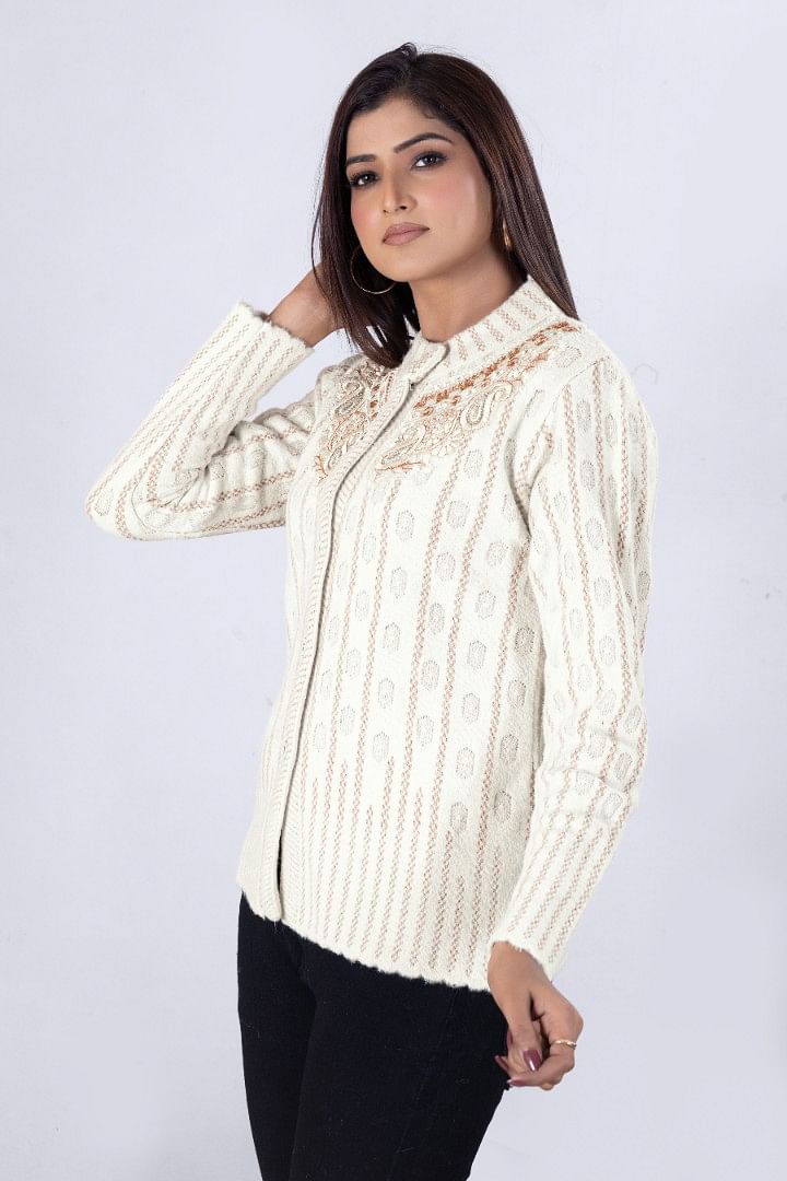 Authenzaa Women Cardigan WCMC024 Ivory 