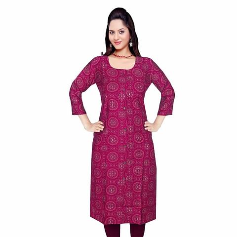 Authenzaa Women Kurti HTKT002 Maroon 