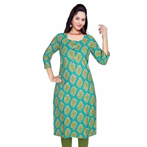 Authenzaa Women Kurti HTKT004 Bottle Green 
