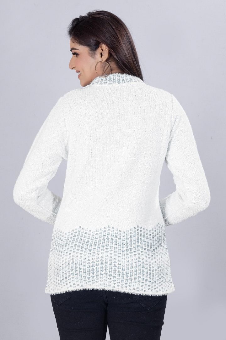 Authenzaa Women Cardigan WCMC027 White 